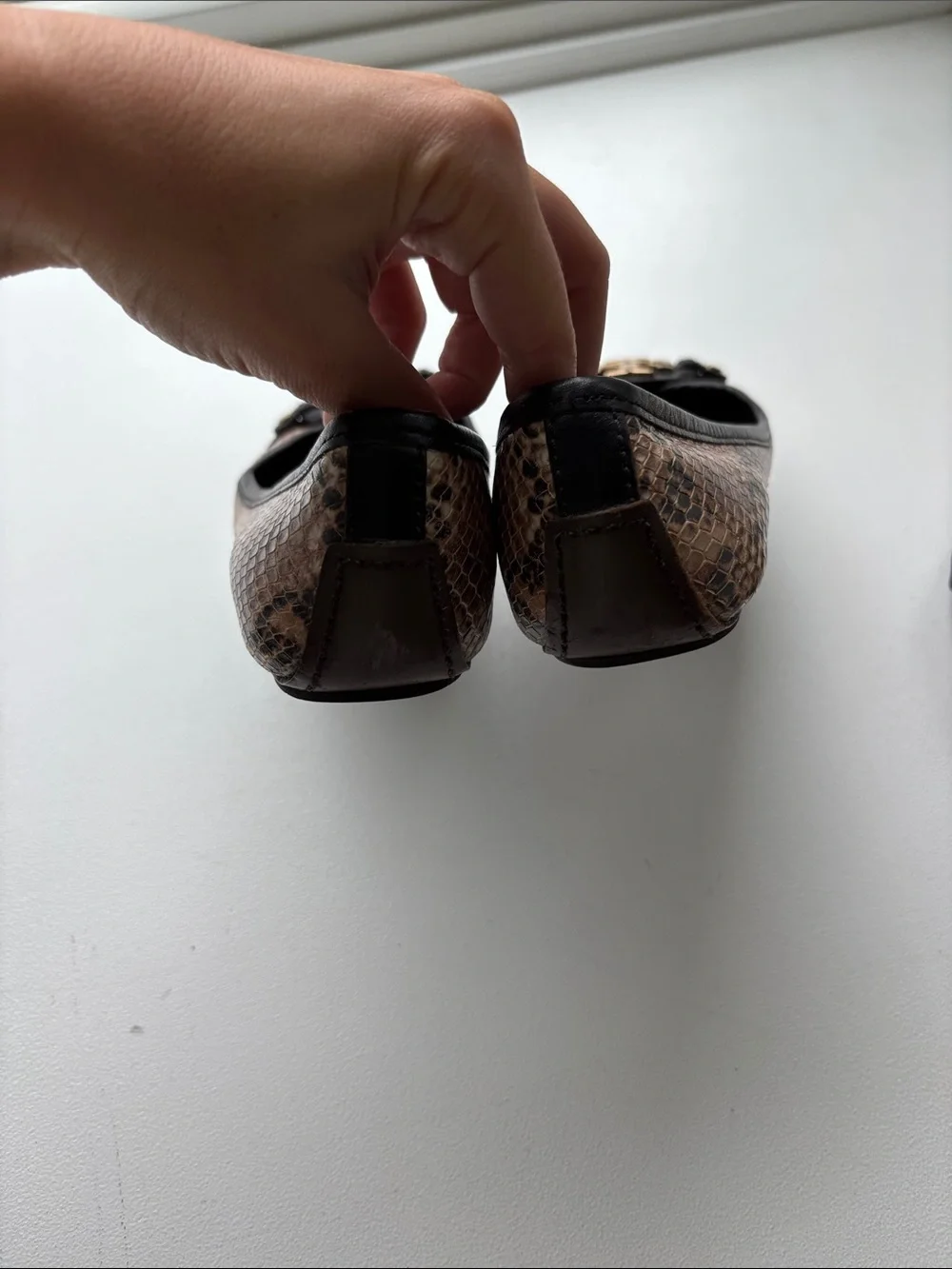 Tory Burch Snake-Print Logo Ballet Flats in Brown size 6.5 M